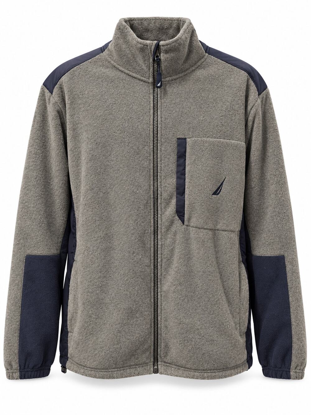 Nautica Grey & Navy Fleece Full-Zip Jacket Size XL Colorblock Chest Pocket